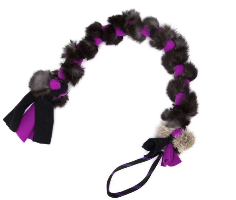 Fleece og kaninskinn flette, 75 cm 